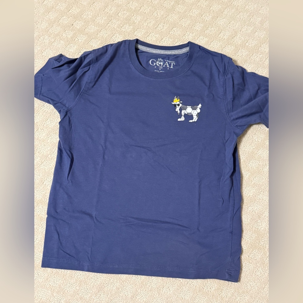 GOAT Dark Blue Graphic T-Shirt (soccer theme)